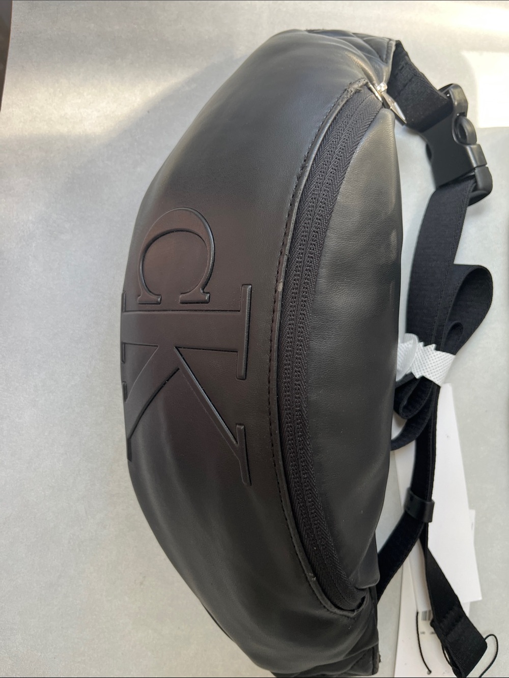 Calvin Klein Black Embossed Logo Belt Bag